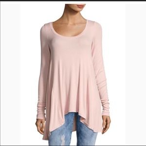 Free People January Tunic Long Sleeve Tee in Blush Pink